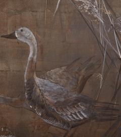 Japanese Two Panel Screen Moonlit Landscape with Geese - 3529203