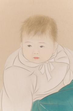 Japanese Two Panel Screen Mother and Child at Bedtime - 3158450