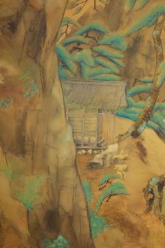 Japanese Two Panel Screen Mountain Shrine on Craggy Ledge - 1320039