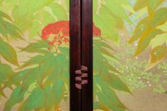 Japanese Two Panel Screen Nihonga Style Garden - 1154973