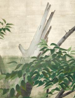 Japanese Two Panel Screen Owl in the Wild - 3257651