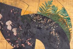 Japanese Two Panel Screen Painted Fans on Gold Leaf - 3164802