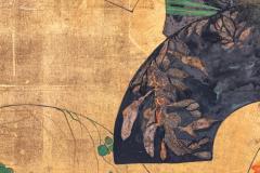 Japanese Two Panel Screen Painted Fans on Gold Leaf - 3164808