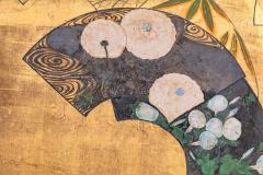 Japanese Two Panel Screen Painted Fans on Gold Leaf - 3164896