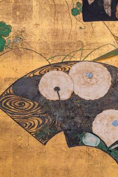 Japanese Two Panel Screen Painted Fans on Gold Leaf - 3164900
