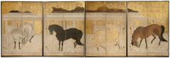 Japanese Two Panel Screen Palomino in Stable - 4078839