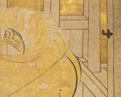 Japanese Two Panel Screen Palomino in Stable - 4078879