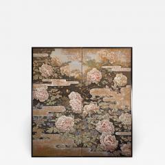 Japanese Two Panel Screen Peonies In the Mist - 1428596