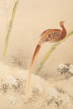 Japanese Two Panel Screen Pheasant and Snow Covered Bamboo - 3515852