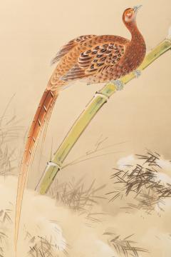 Japanese Two Panel Screen Pheasant and Snow Covered Bamboo - 3515853