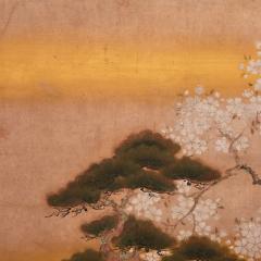 Japanese Two Panel Screen Pine Cherry and Maple - 2947161