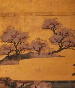Japanese Two Panel Screen Pine and Cherry Landscape - 3515858