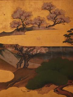Japanese Two Panel Screen Pine and Cherry Landscape - 3515861
