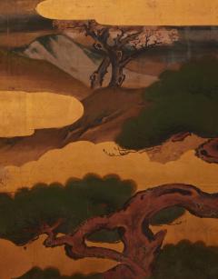 Japanese Two Panel Screen Pine and Cherry Landscape - 3515864