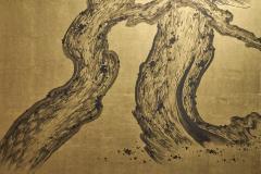 Japanese Two Panel Screen Pine on Gold - 4327508