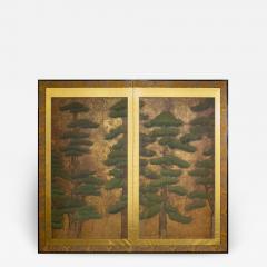 Japanese Two Panel Screen Pine with Gold Dust - 970336