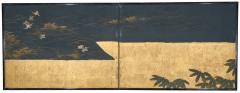 Japanese Two Panel Screen Plovers Over Waves - 4327445