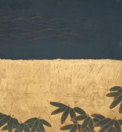 Japanese Two Panel Screen Plovers Over Waves - 4327538