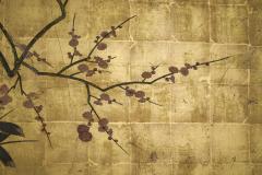 Japanese Two Panel Screen Plum Blossom in the Mist - 4327473