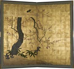 Japanese Two Panel Screen Plum Blossom in the Mist - 4327695