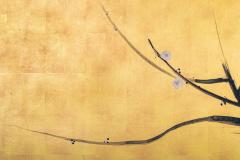 Japanese Two Panel Screen Plum on Gold Leaf - 2735979