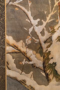 Japanese Two Panel Screen Recumbant Pheasant in Snow Laden Pine - 3318950