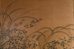 Japanese Two Panel Screen Rimpa Floral Landscape - 1824995