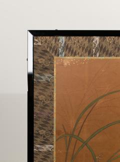 Japanese Two Panel Screen Rimpa Floral Landscape - 1825043