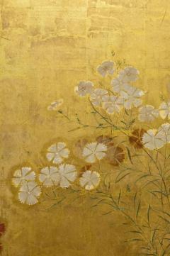 Japanese Two Panel Screen Rimpa Nadeshiko Flowers on Heavy Gold Leaf - 1981545