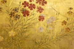 Japanese Two Panel Screen Rimpa Nadeshiko Flowers on Heavy Gold Leaf - 1981550