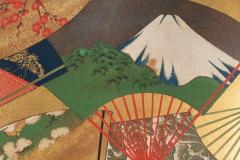 Japanese Two Panel Screen Rimpa Painting of Fans on Gold Leaf - 1825001