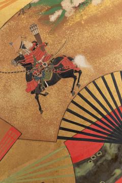 Japanese Two Panel Screen Rimpa Painting of Fans on Gold Leaf - 1825038