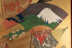 Japanese Two Panel Screen Rimpa Painting of Fans on Gold Leaf - 1825040