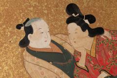Japanese Two Panel Screen Rimpa Painting of Fans on Gold Leaf - 1825051