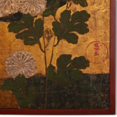 Japanese Two Panel Screen Rimpa painting of Chrysanthemums - 3351786