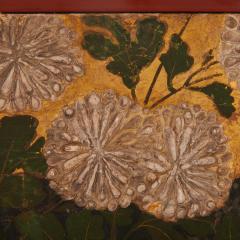 Japanese Two Panel Screen Rimpa painting of Chrysanthemums - 3351788