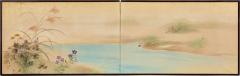 Japanese Two Panel Screen River s Edge - 4575526