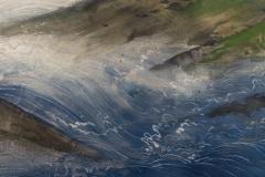 Japanese Two Panel Screen Rocky Coastal Landscape on Silver - 1542506
