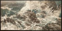 Japanese Two Panel Screen Rocky Seascape - 3015615
