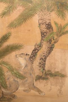 Japanese Two Panel Screen Romping Cats Under Sago Palms - 305040