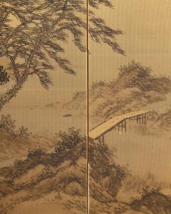 Japanese Two Panel Screen Rural Mountain Landscape - 4721973