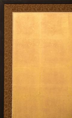Japanese Two Panel Screen Setting Sun Over Cresting Waves - 3128458