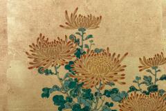 Japanese Two Panel Screen Simple Chrysanthemums on Gold - 3187257