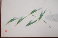 Japanese Two Panel Screen Snow Flakes Falling in the Forest - 3138365