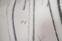 Japanese Two Panel Screen Snow Flakes Falling in the Forest - 3138383