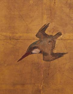 Japanese Two Panel Screen Snow Scene on the Marsh - 3128449