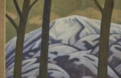 Japanese Two Panel Screen Snowy Mountain Landscape - 4327546