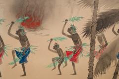 Japanese Two Panel Screen South Seas Fire Dancers - 3164819
