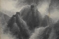 Japanese Two Panel Screen Sumi e Mountain Landscape - 4250961