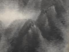 Japanese Two Panel Screen Sumi e Mountain Landscape - 4250963